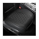 Car Leather Front Seat Cover, Anti-Slip Breathable Fully Wrapped Vehicle Front Bottom Seat Cushion Cover with Storage Bag, Comfortable Auto Seat Protectors, Universal Fit (Black)