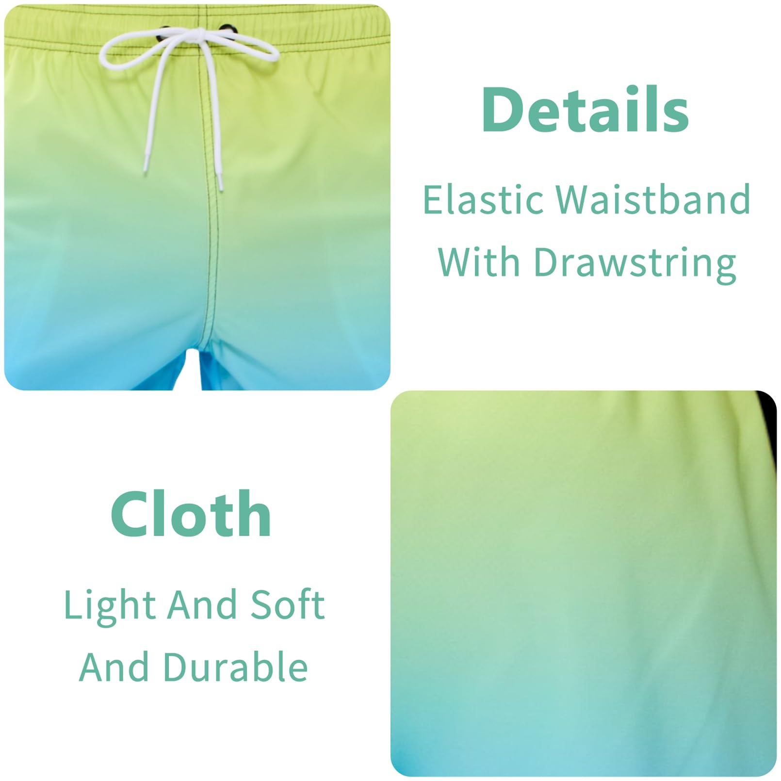 Vorvowry Costume Uomo Mare Calzoncini Asciugatura Rapida Costumi da Bagno Impermeabile Boxer con Tasca Estivi Pantaloncini Uomo Colore Sfumatore per Nuoto Corsa Fitness
