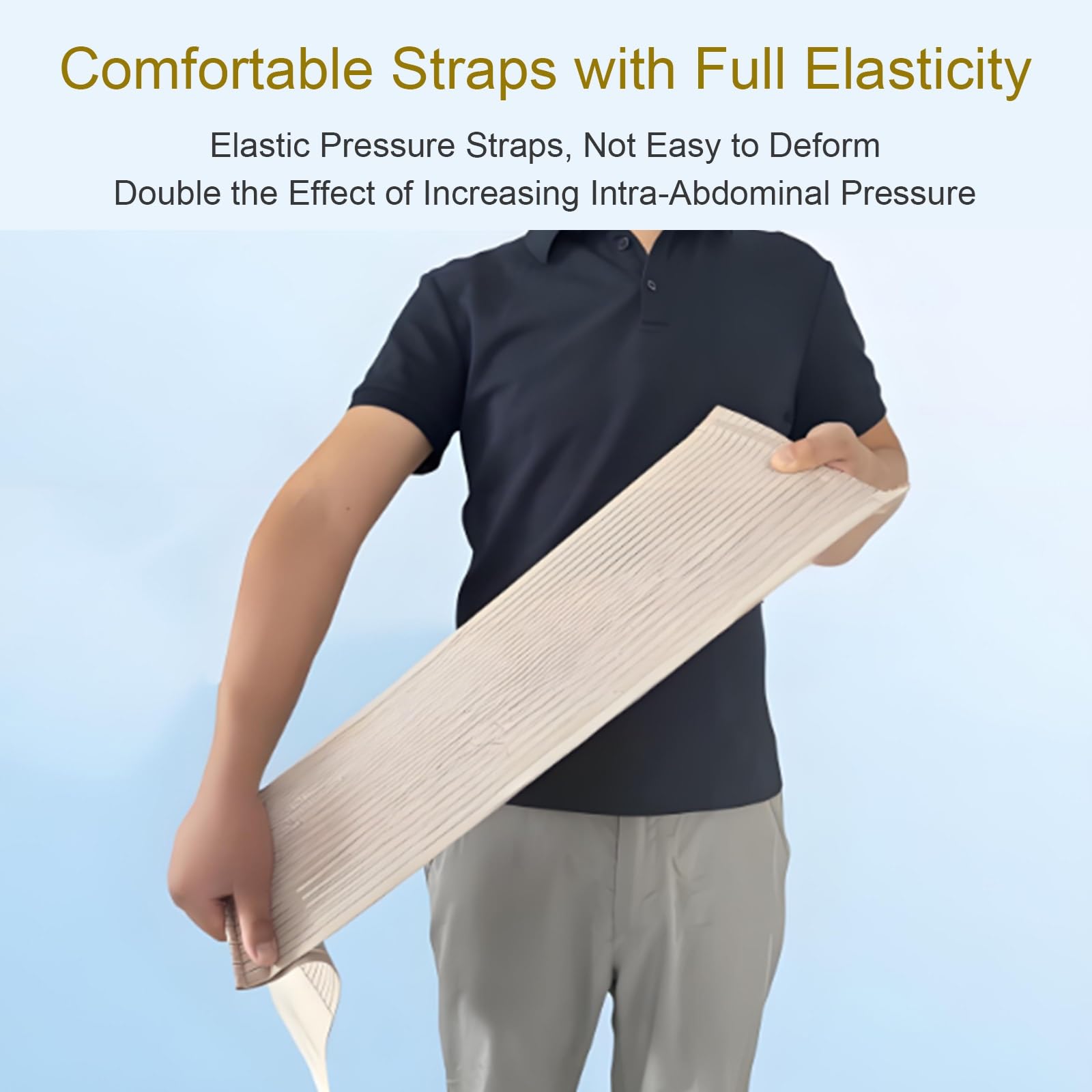 Fascia Elastica Addominale per Uomo e Donna - Fascia Post Parto Cesareo - Cintura per Ernia Ombelicale Allargata con 2 Cuscinetti di Compressione Ovali(Large)