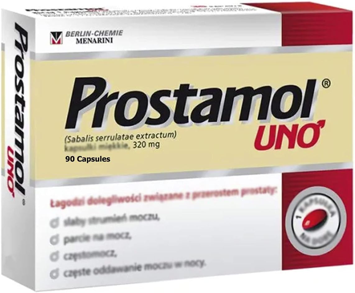 Polpharma Prostamol Uno 90 Capsules. Made in Germany. Polish distribution, language.