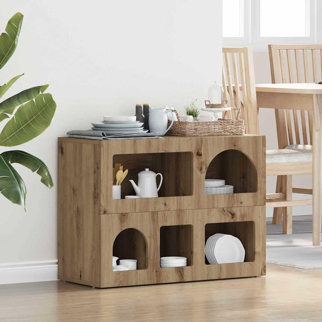 Buffet chêne artisanal 80,5 cm meuble de rangement moderne salon