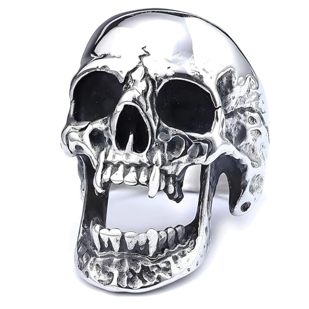 The Alpha Code No-Tarnish No-Rusting Stainless Steel 'Dreadlord Dominion' Screaming Skull Roadies Bikers Ring for Men | Rugged Big Bold Daily Use, Party & Gifting Jewellery (Ring0869) US Size : 10