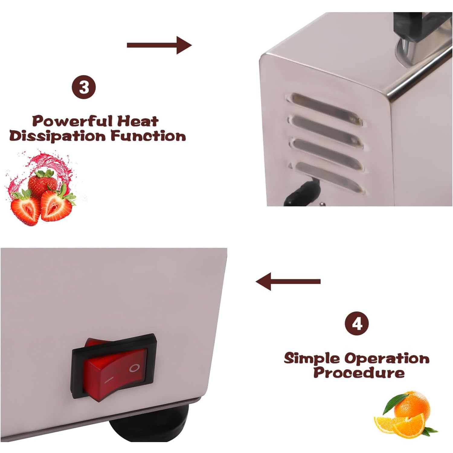 Colino elettrico per pomodori da 450 W, in acciaio inox 304, con grande imbuto, motore in rame puro, filtro alimentare e macchina per salsa di pomodoro, 50-60 kg/h