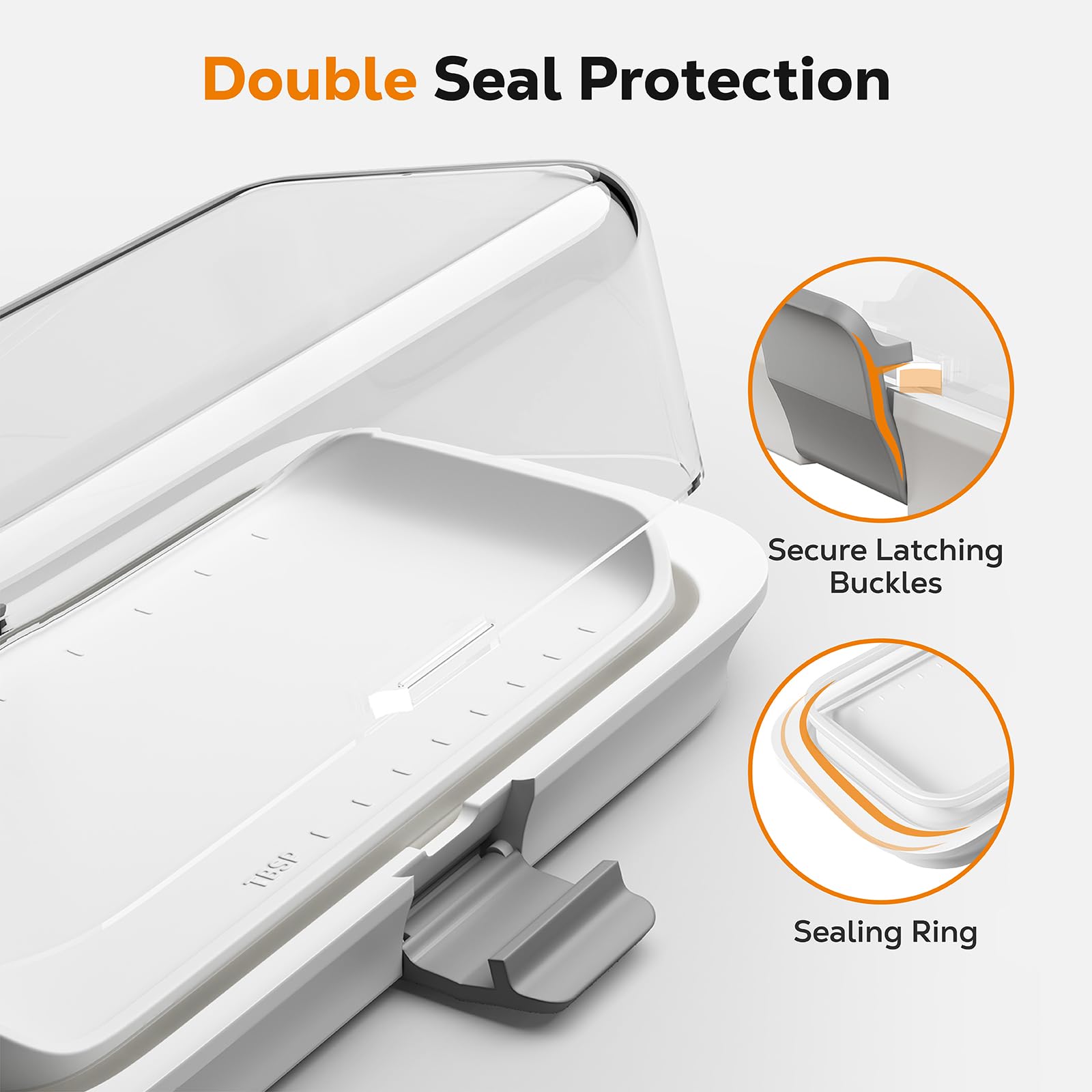 Pisol Burriera, per 250 g di burro, Grande Portaburro con Coperchio per Piano di Lavoro e Frigorifero, Ripiano Porta del Frigorifero, Portaburro Ermetico per Burro Europeo/Kerrygold/Burro Francese