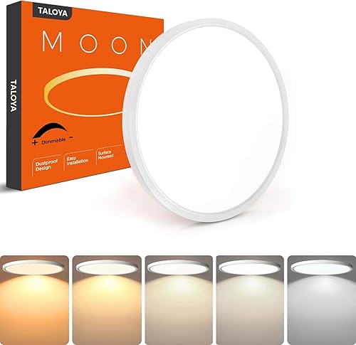 Miniatura 72 de TALOYA Lámpara de techo LED negra de 10 pulgadas, montaje empotrado, CCT 5 en 1 seleccionable (3000K/3500K/4000K/5000K/6500K), 2000LM 0.94 pulgadas