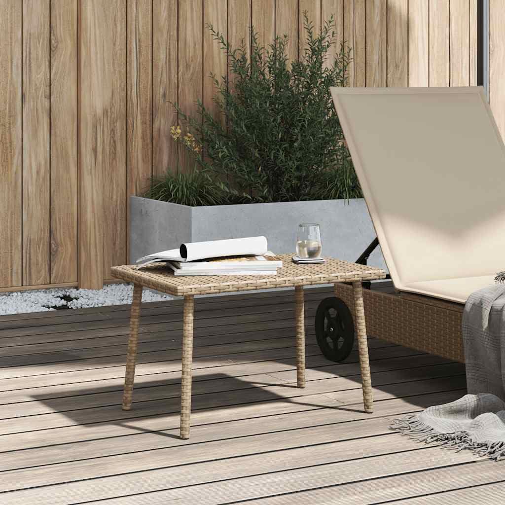 Stoły ogrodowe na zewnątrz - stolik kawowy ogrodowy prostokątny beżowy 60x40x37 cm Poly rattan