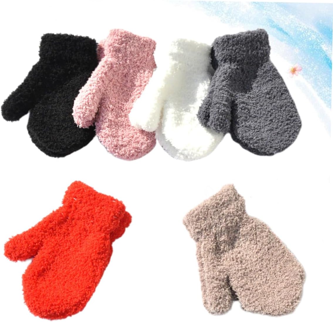 BESPORTBLE 6pairs Boy Girl Knitted Mittens for Girls Full Finger Hand for Cold Days Includes