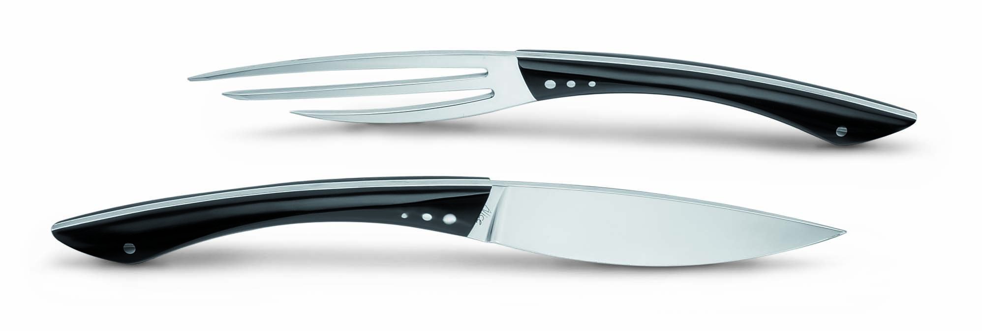 Couteau et fourchette AUSONIA 13 cm avec manche micarta pour une découpe parfaite