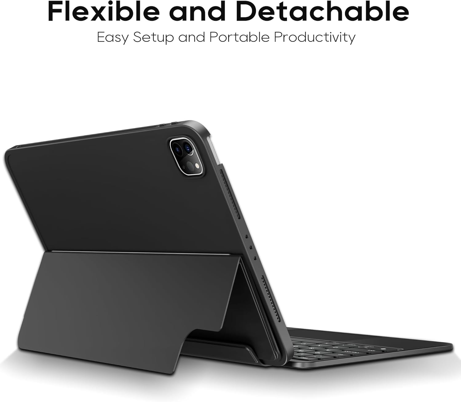 edaiser Detachable Keyboard Case for Apple iPad Pro 11 inch (M4) 2024 & (M5) 2025: Magnetic Wireless Keyboard with Trackpad, Backlit, Black