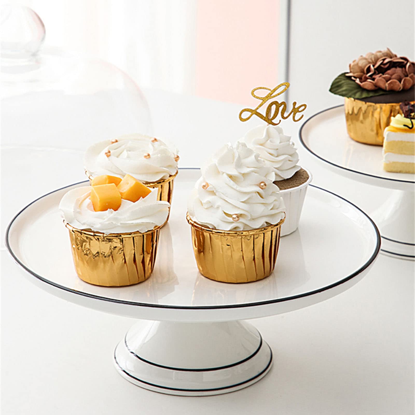 Amazon｜北欧スタイルのケーキプレート3サイズ、ホワイトトールケーキ