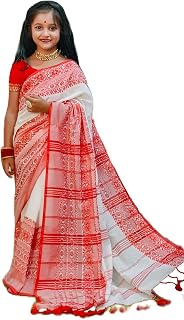 BALIKA TEXTILE Begumpuri Cotton Handloom Pure Cotton Kids Saree with Stitched Petticoat and Blouse Set for 5-10 Years Old Price In India