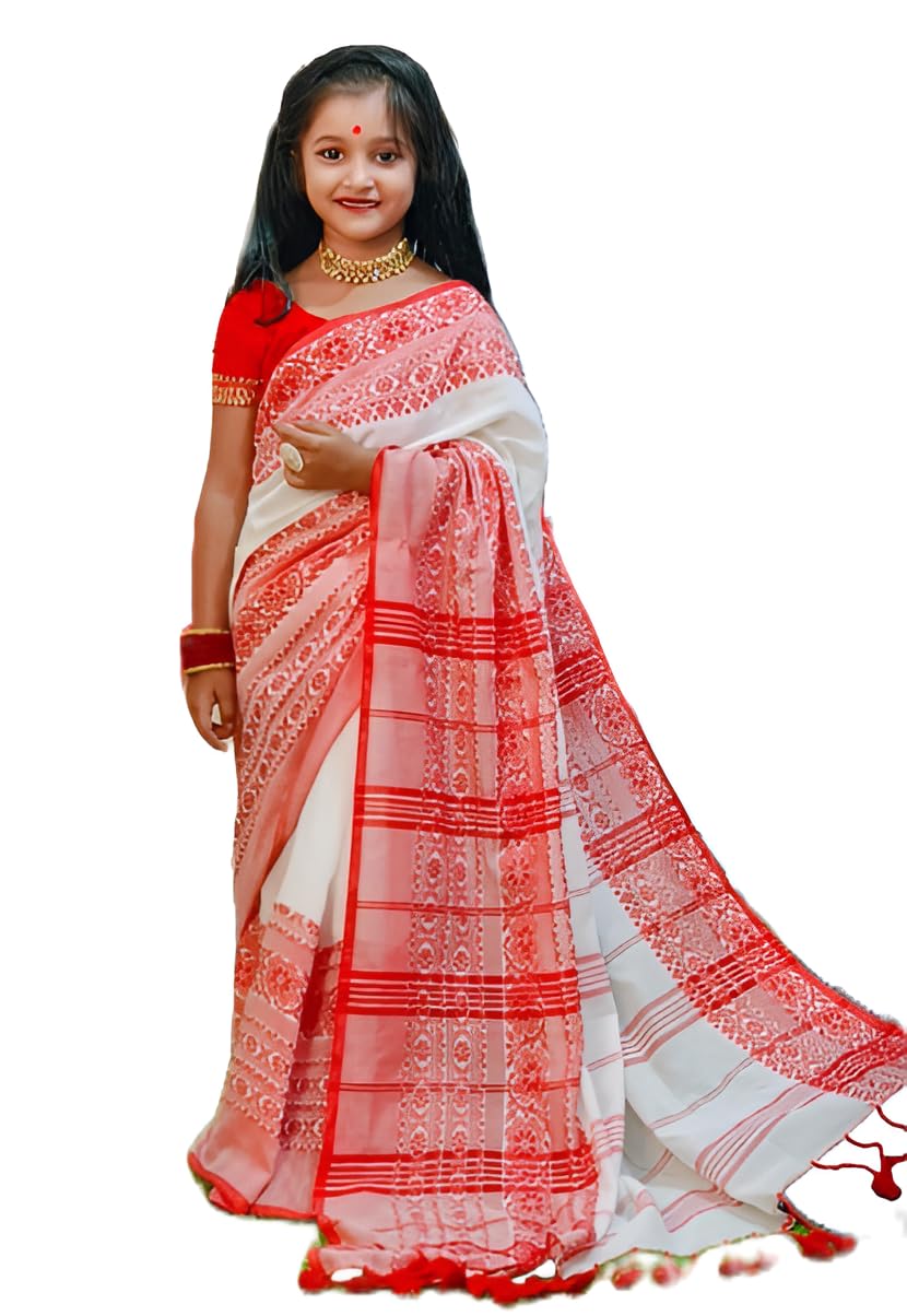 BALIKA TEXTILE Begumpuri Cotton Handloom Pure Cotton Kids Saree with Stitched Petticoat and Blouse Set for 5-10 Years Old - Review, Price and Buying Guide