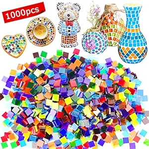 Mosaic Tiles Mixed Color Mosaic Glass Pieces for Home Decoration or DIY Crafts 1000 Pieces Square