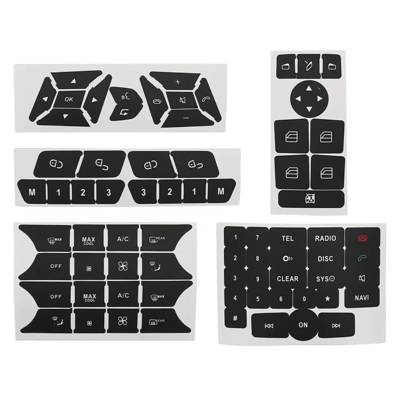 Button Repair Stickers for Car Compatible with Benz for SLK-Class R172 for CLS-Class W218 for E-Class W212 Window Button Repair Decal Steering Wheel AC Decals