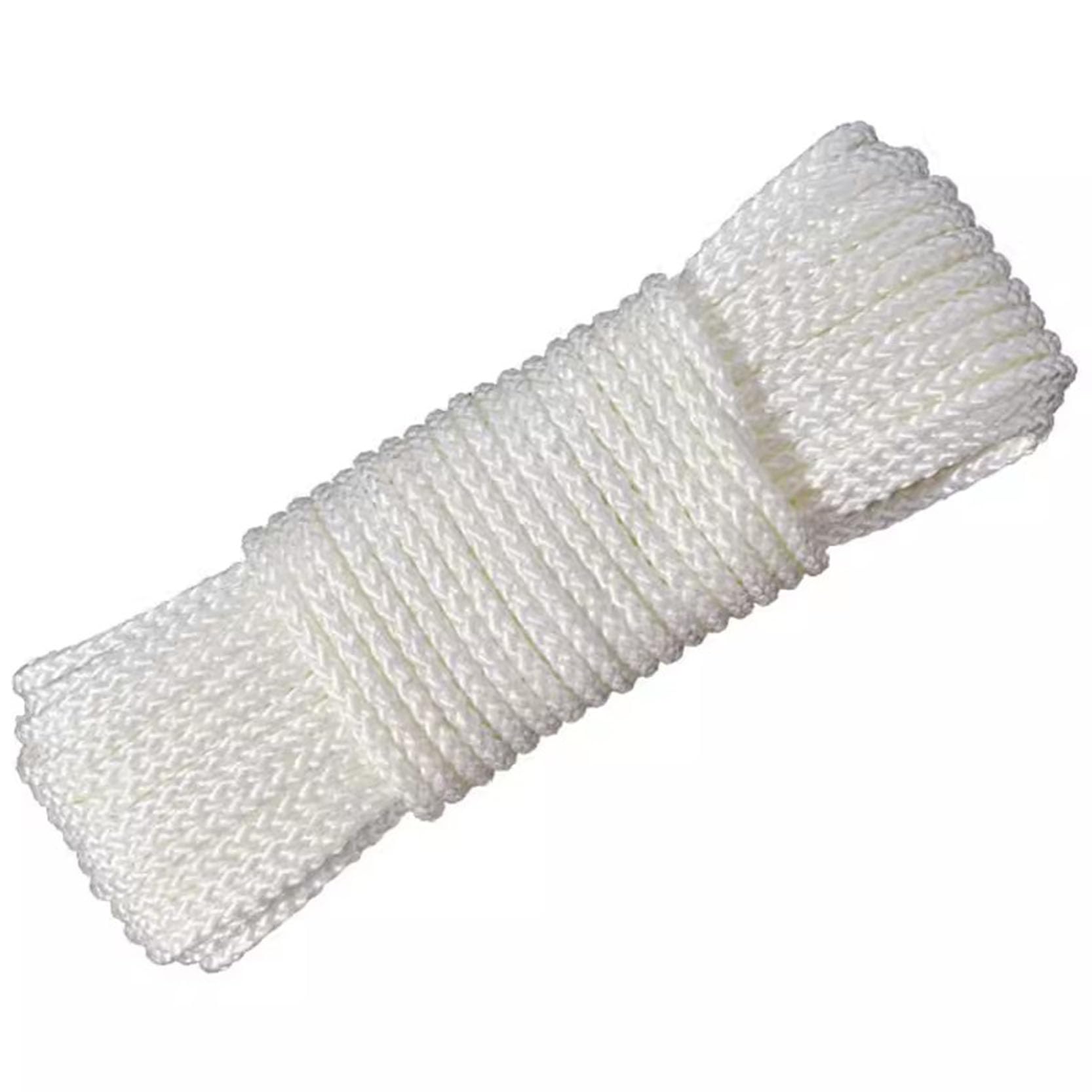 Corda per stendibiancheria da Esterno 5,5 mm, stendibiancheria 8 Fili Intrecciati, Corda per Tutti Gli Usi in Poliestere Morbido per Giardino, Asciugatura appesa Campeggio Viaggi,White-50 m