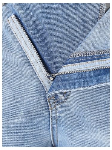Floerns Girl's High Waisted Straight Leg Cargo Jeans Stretch Baggy Denim Pants3
