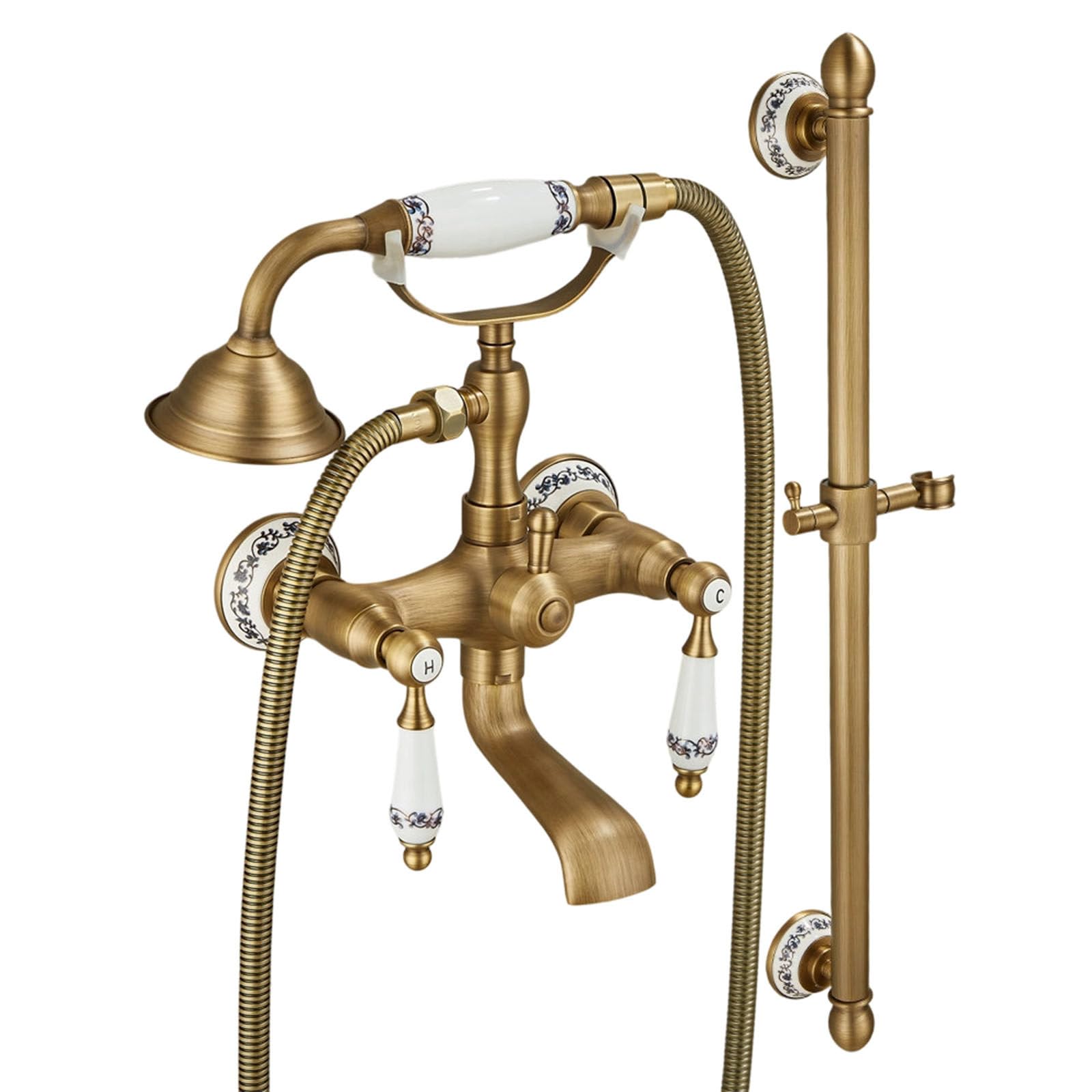 Robinet mitigeur de baignoire vintage et barre de douche