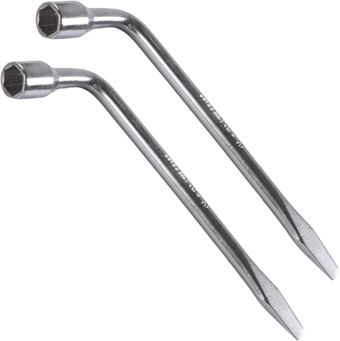 Auniwaig Car Spare Tire Lug Wrench for Jack - L Type Hexagon 19mm Slotted End Socket Repair Tool 2pcs