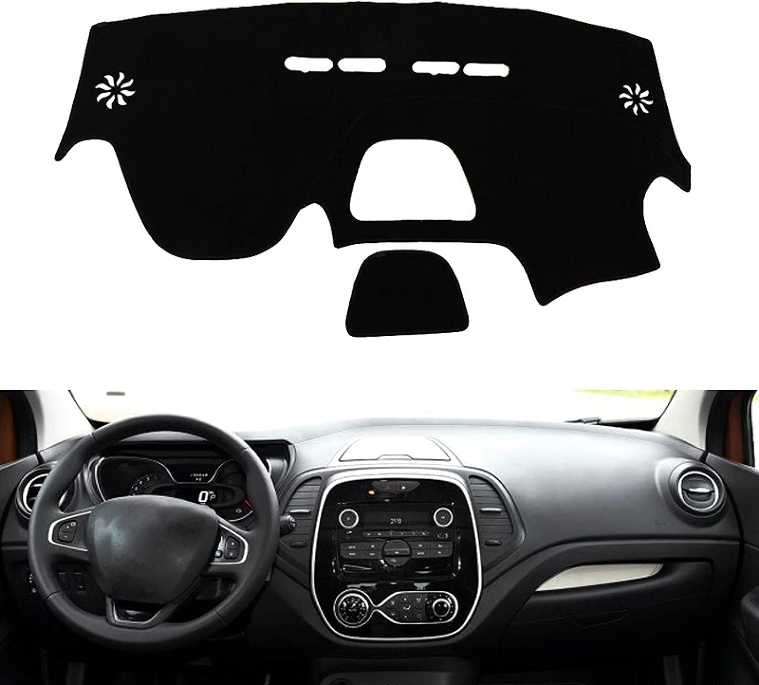 ZhangXD Car Dashboard Cover for Renault Captur 2014-2017, Non-Slip Dash Board Sun Shield Protector Anti-Glare Anti Dust Interior Accessories