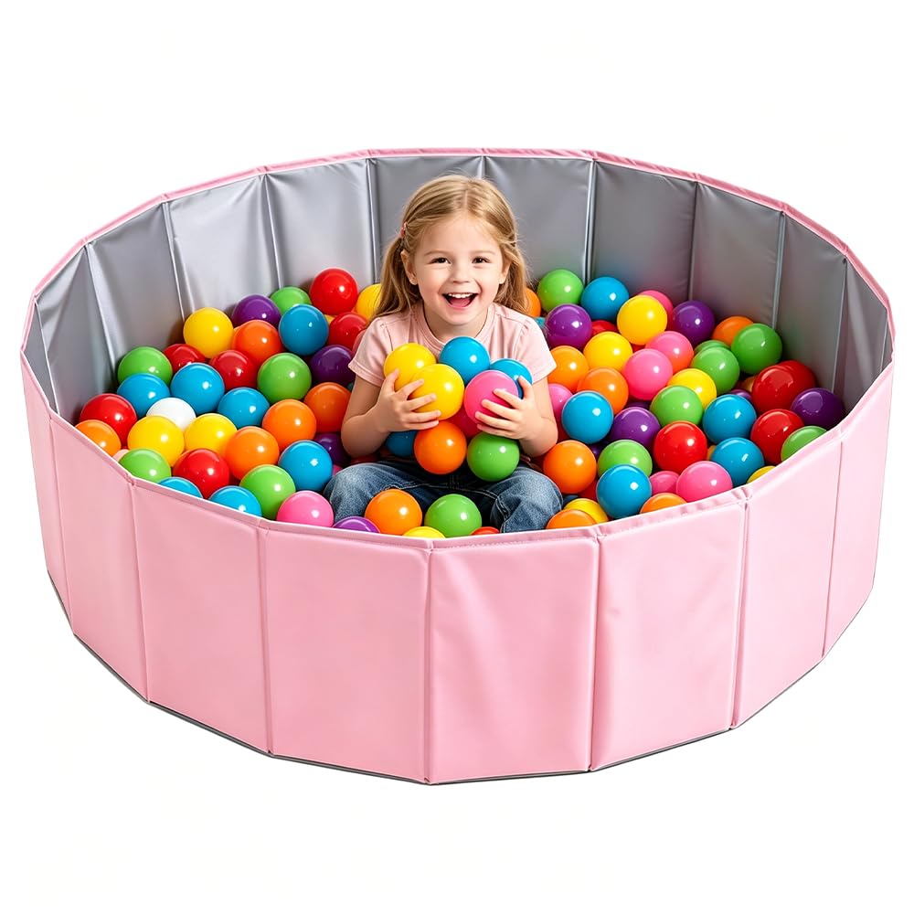 Foreverup Ball Pit, 80 CM Foldable Baby Ball Pit, Portable Ocean Ball Pits for Children Girls Boys, Playhouse Playpen Ocean Ball Pool for Baby Toddler Boys Girls Dogs Cats Indoor Outdoor (Pink)