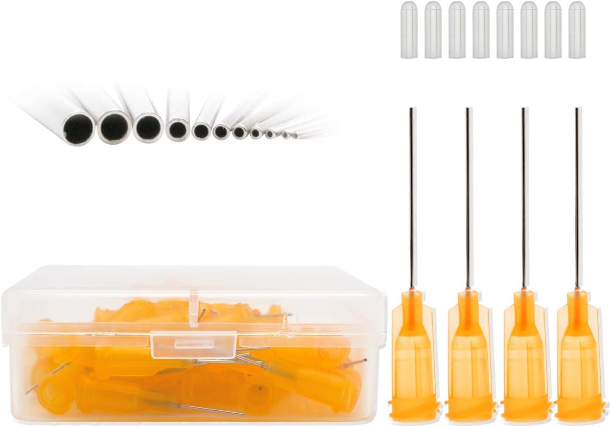 100 pcs 23 Gauge Dispensing Needles 1.5'' 23Ga Blunt Tip Dispensing Fill Needle, 1.5 inch Blunt Needle Luer Lock, Precision Applicator (23G-38mm 100pcs)