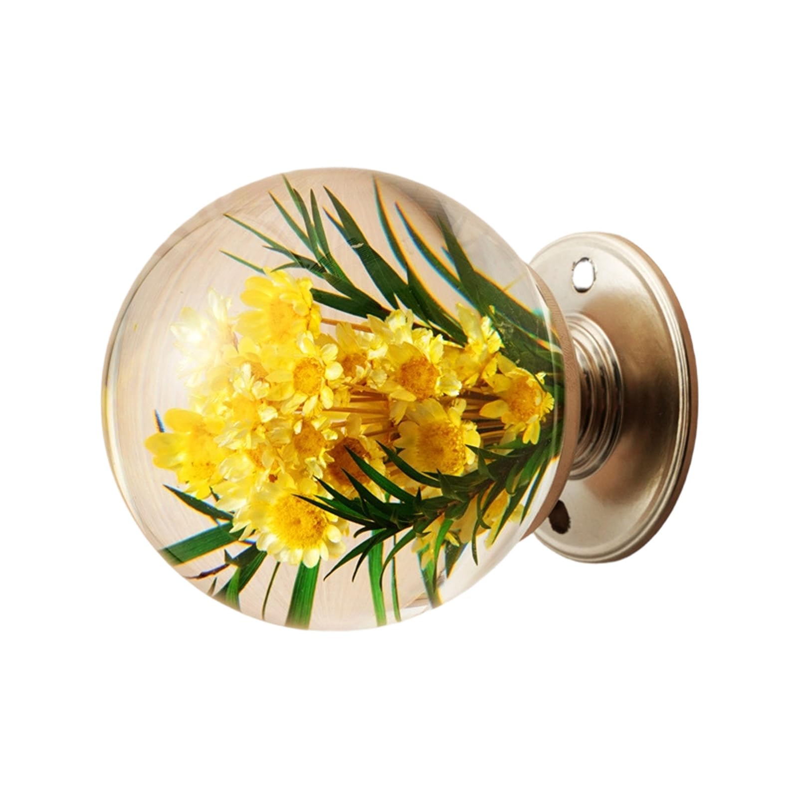 Yanwuwa Yellow Chrysanthemum Unique Resin Dressers Knob Kitchen Cabinet Door Handle Wardrobe Pulls Crystal Ball Door Knob Furniture Hardware Crystal Ball Shape Wardrobe Handle