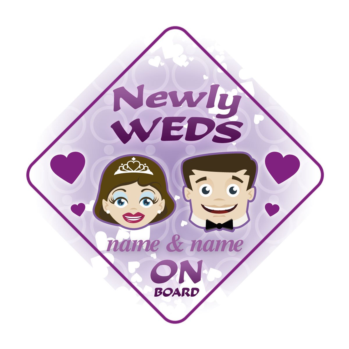 Newly Weds On Board Personalised Car Sign Wedding / Just Married Gift / Present