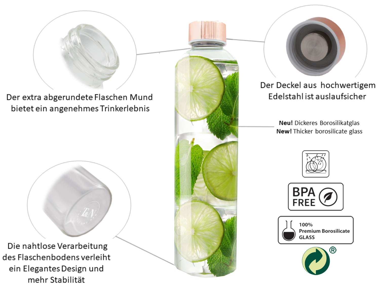 T&N Bottiglia in vetro da 750 ml, con custodia in neoprene | FindTheDeal