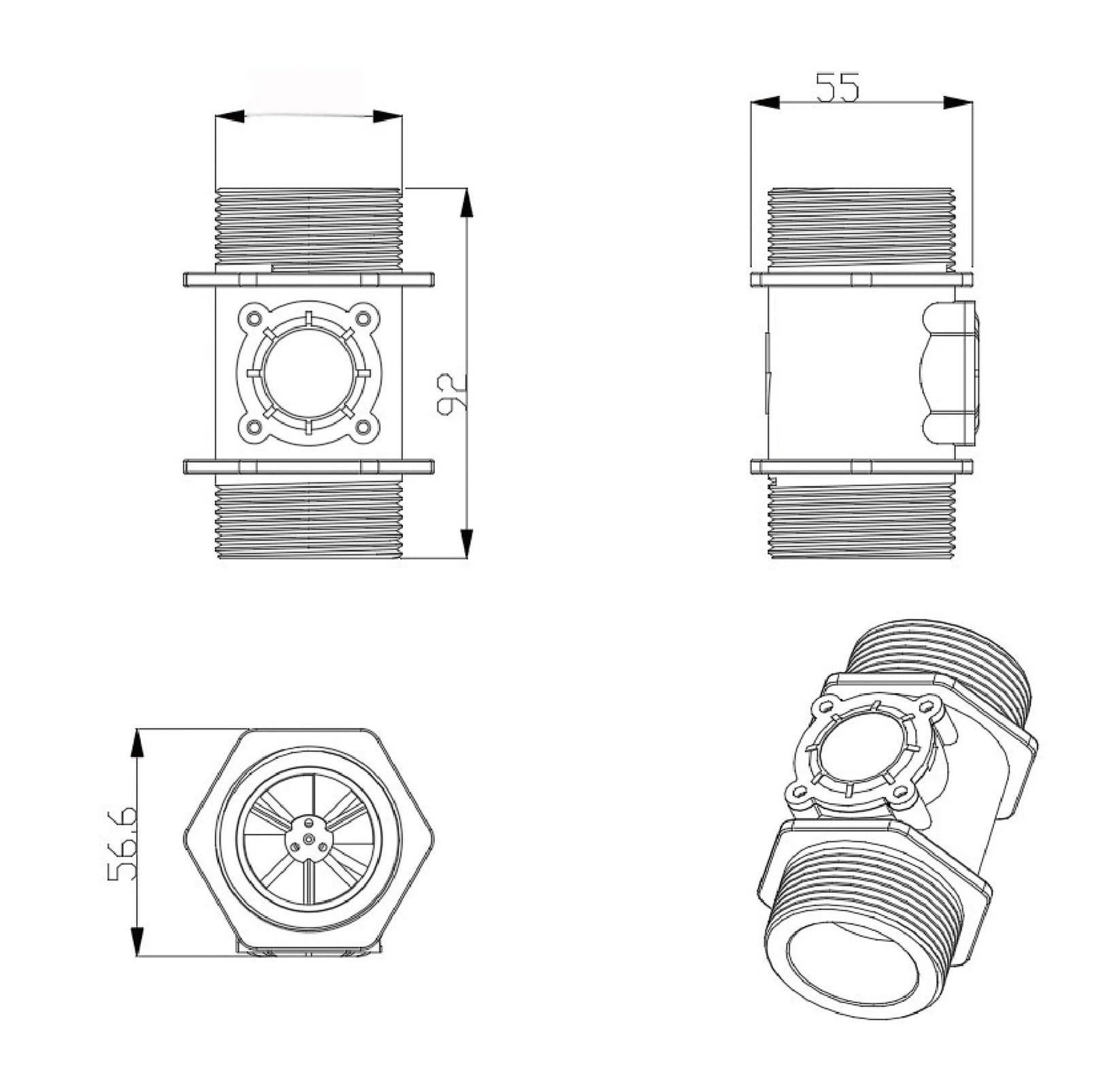 Sensore di Flusso d'Acqua Misuratore ad Effetto Hall Liquido in Nylon(YF-DN40)