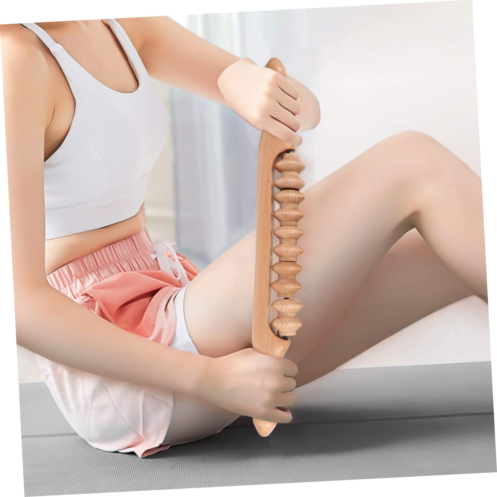 Holzrollenmassagegerät Massagestab für Beine und Schultern in Beige