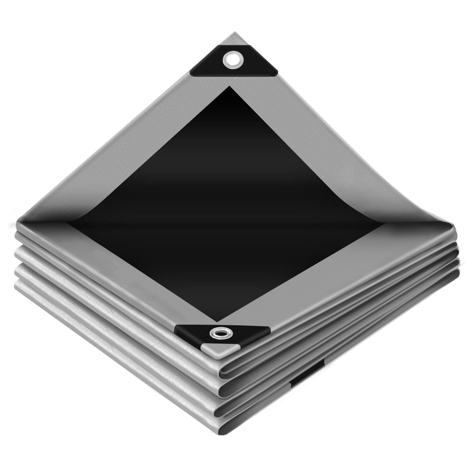 WOLTU Abdeckplane 3x4 m Wasserdicht, 180g/m² PE Gewebeplane mit Ösen, Gartenplane Reißfest UV-stabilisiert Abwaschbar, Schutzplane für Gartenmöbel Grill Pool Zeltunterlage Trampolin, Grau-schwarz