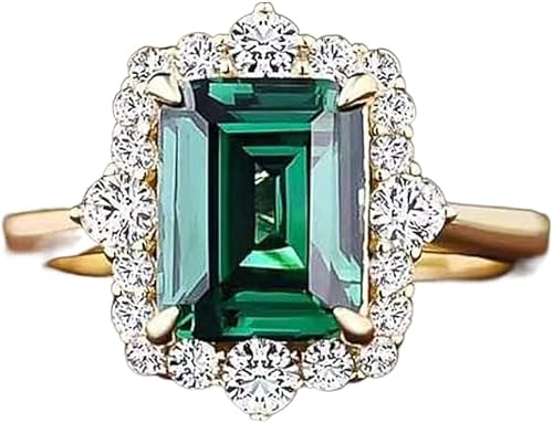 Anillos de plata de ley 925 con circonita cúbica cuadrada y esmeralda brillante para mujeres, hallazgos de joyería, pendientes, Plata de ley 925,