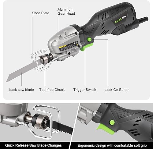 Miniatura 3 de Sierra de vaivén GALAX PRO, sierra de vaivén con cable de 5.0 Amp de velocidad variable, 3000 spm, longitud de carrera  ", capacidad máxima de corte