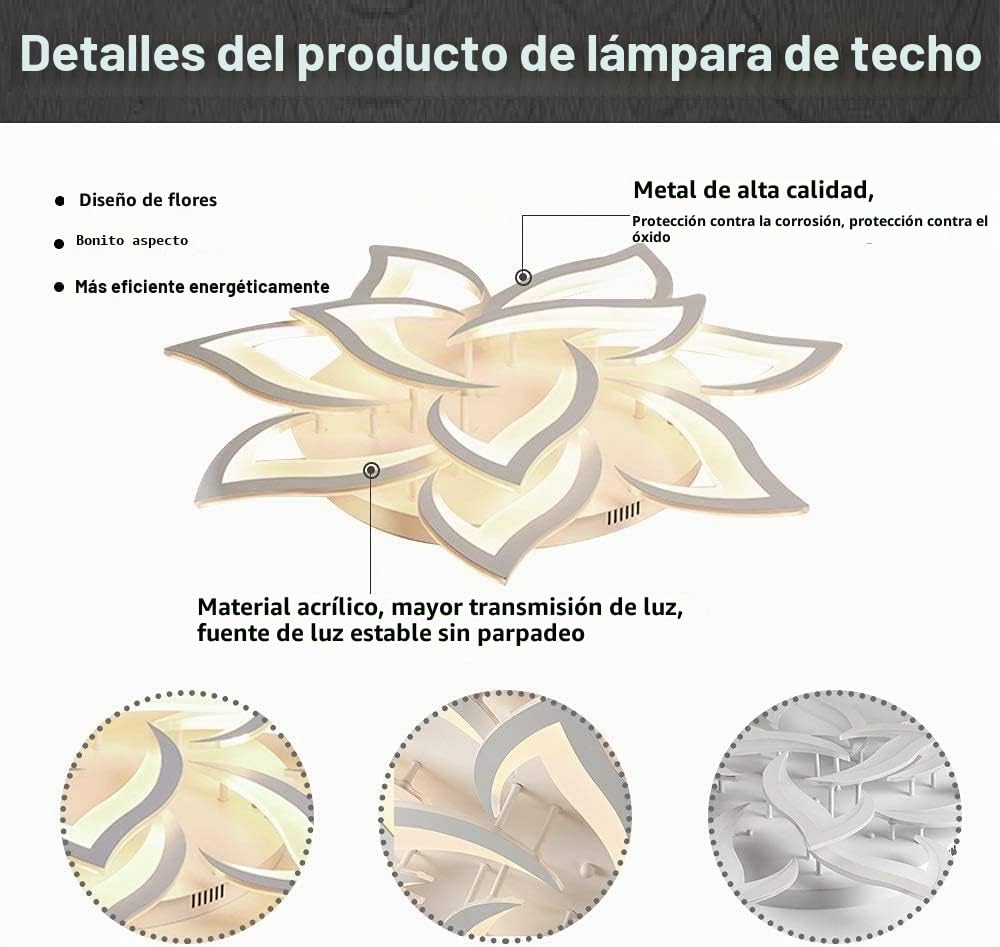 Lámpara LED de techo regulable, lámpara de salón con mando a distancia, cambio de color, dormitorio, lámpara de techo moderna, iluminación de techo, lámpara de araña, atenuación diámetro de 85 cm