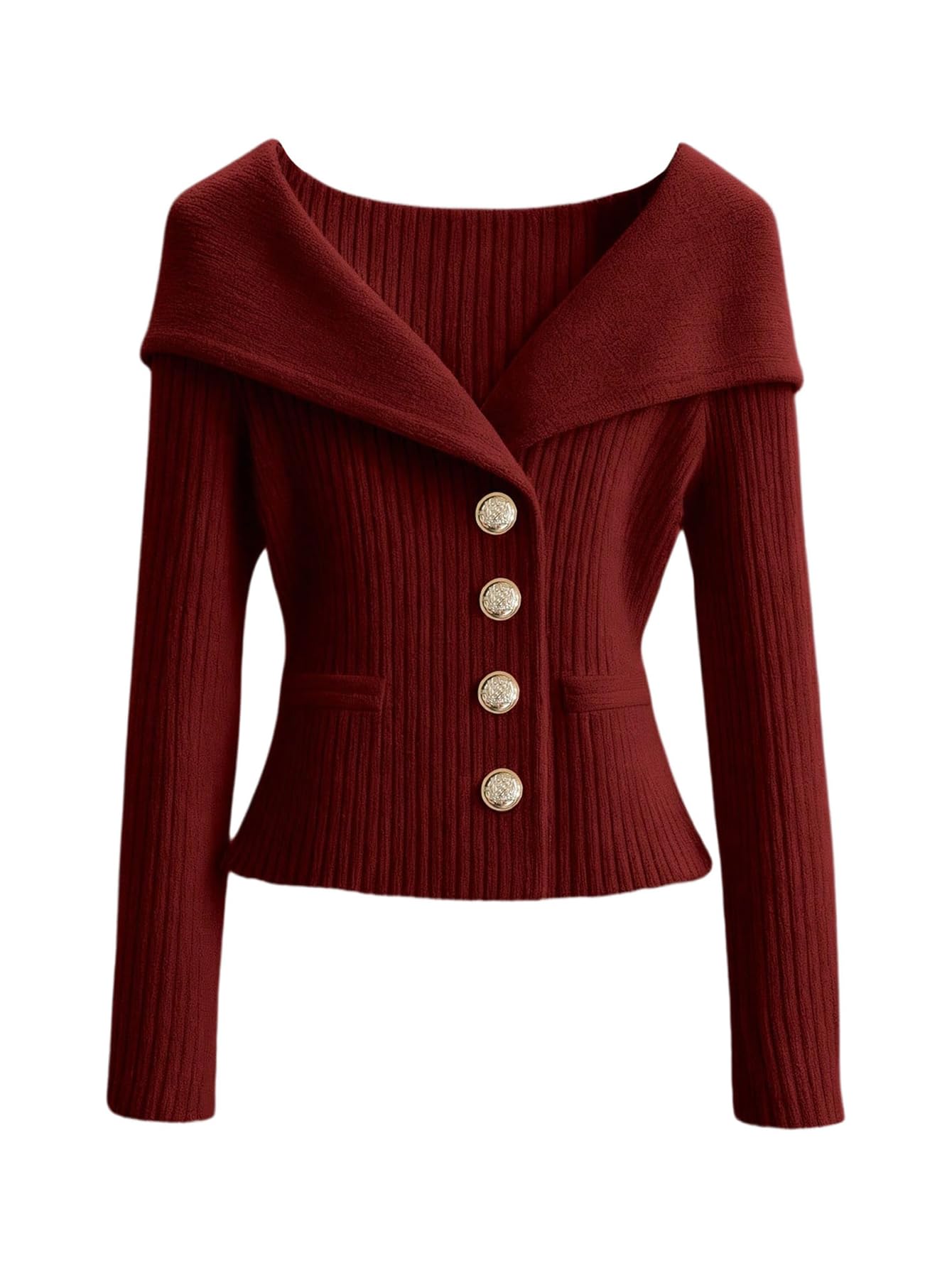 Verdusa Womens Old Money Button Down Cardigan Long Sleeve Ribbed Knit Fitted Sweaters