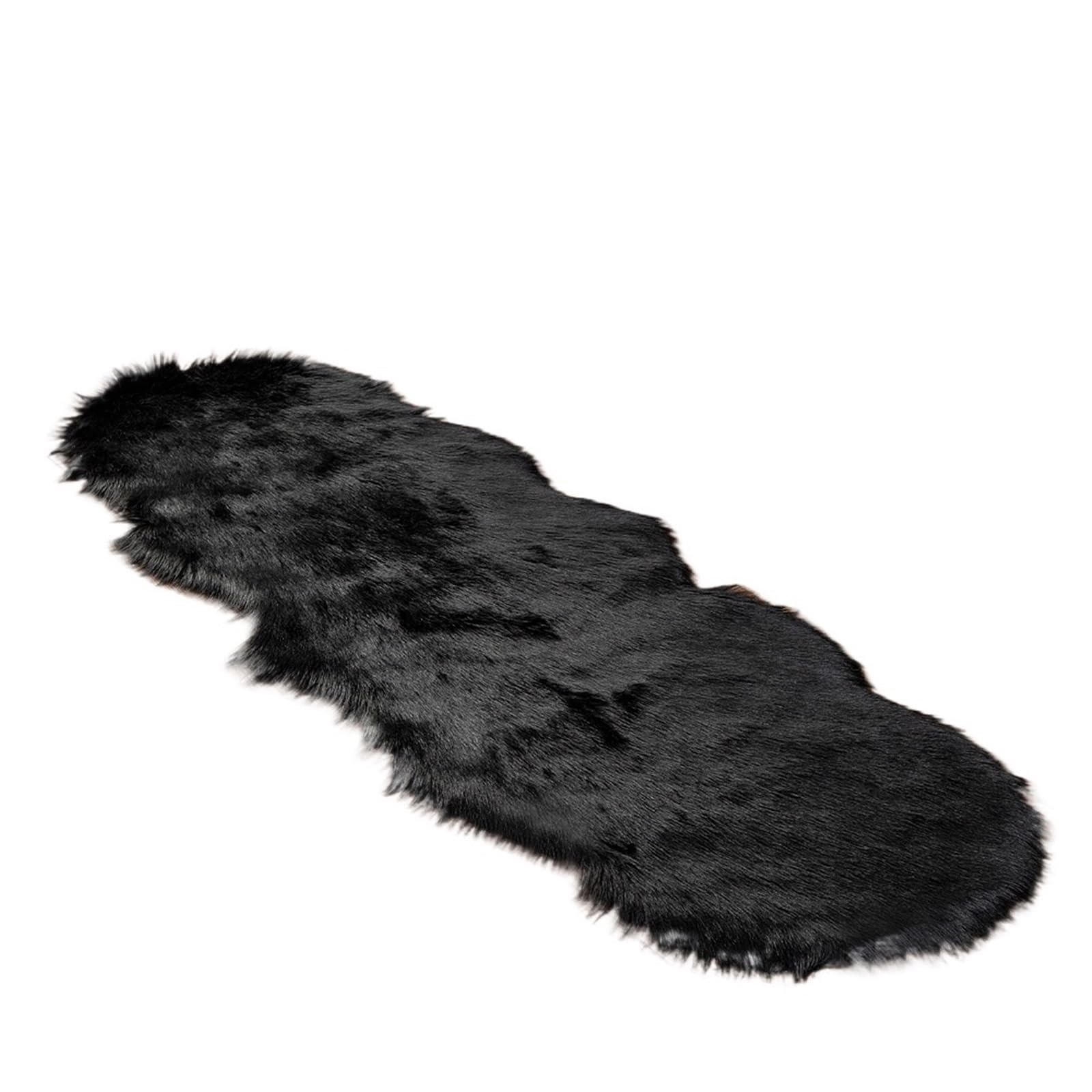 Teppich Flauschiger Weicher Kunstpelz, flauschiger Teppich, moderne Sessel for Wohnzimmer, Dekoration, Matten, Schminktisch, Tatami, Schlafzimmer, Lounge, Langhaar-Teppiche(2757-Black,1.0P Shape 65x10