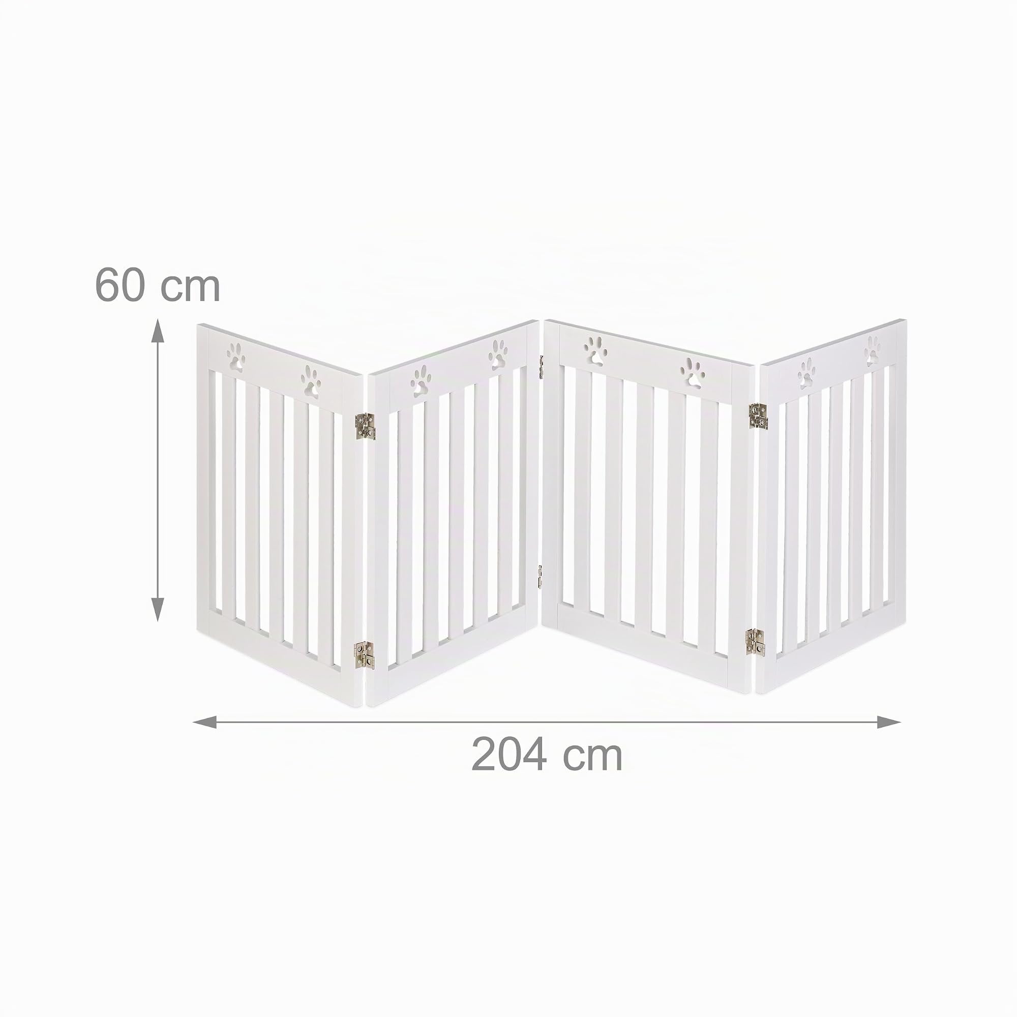 Relaxdays Barrera de Seguridad para Mascotas Plegable, Valla Protectora sin Taladro, 60 x 204 cm, MDF, Blanco