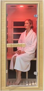 Carbon Crystal Panel Infrared Sauna – Wooden Single-Person 110V Dry Sauna Cabin for Indoor Use, Space-Saving and Pain Relief Benefits