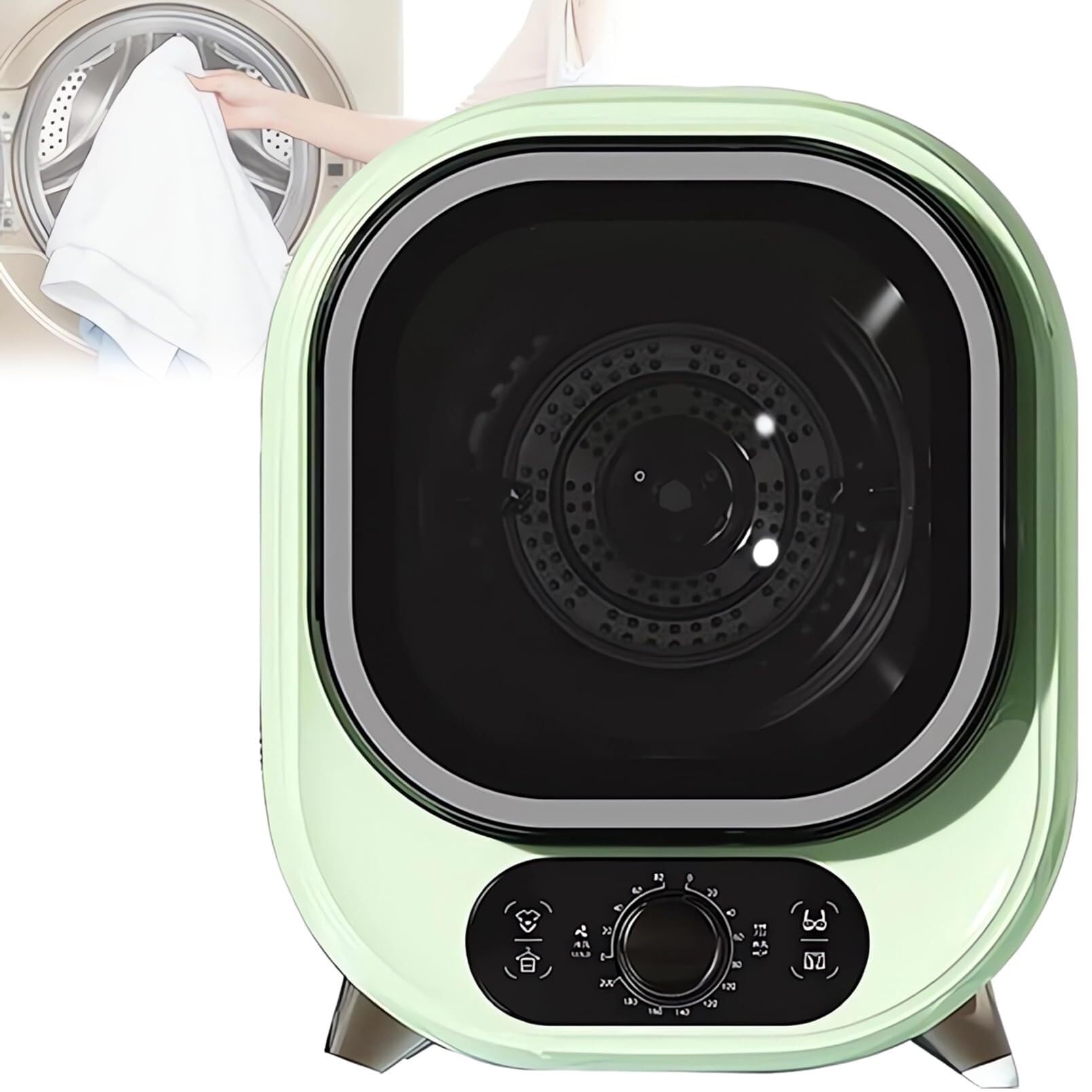 Suszarka bębnowa z filtrem przednim, kłaczki, kurz, timer 0-200 minut, gorące, zimne powietrze, suszenie 3D, ochrona przed przegrzaniem, 35 dB, cicha, kompaktowa wirówka,Green