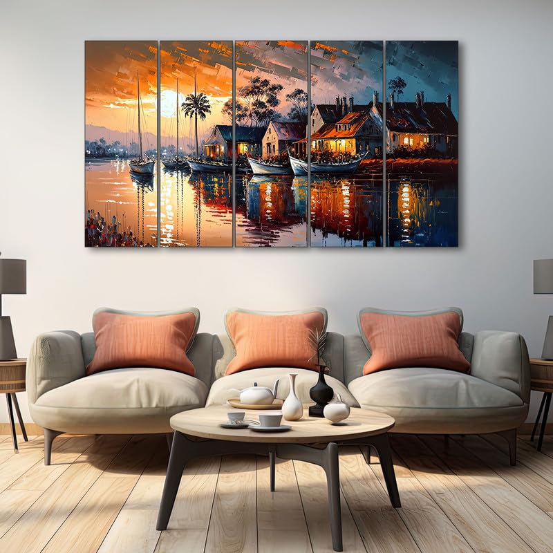 The Castle Decor Abstract art painting with frame Big Size 36×60 Wall art for living room,Bedroom,Drawing room,Hotels-Wooden Framed-316