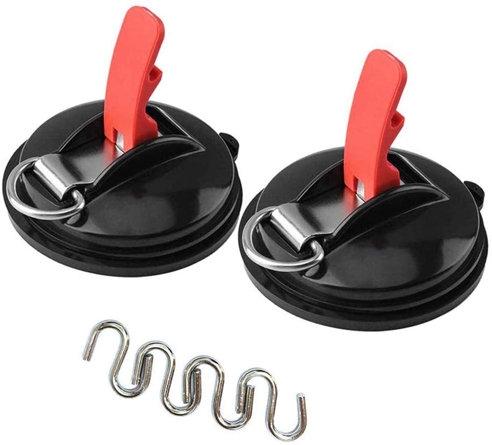Multifunctional Suction Cup, Powerful Sucker Cup with Securing S Hook Anchor Heavy Duty Car Tensioner for Home, Workshop, for Tie Down Luggage, Camping Car. (2 pcs)