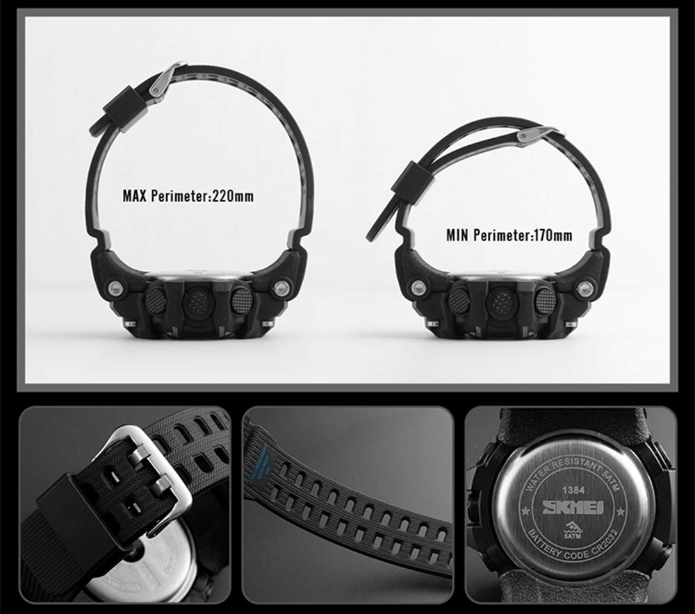 MASTOP Reloj deportivo digital para hombre, cronógrafo, militar, a la moda, impermeable, esfera grande, multifunción, relojes digitales