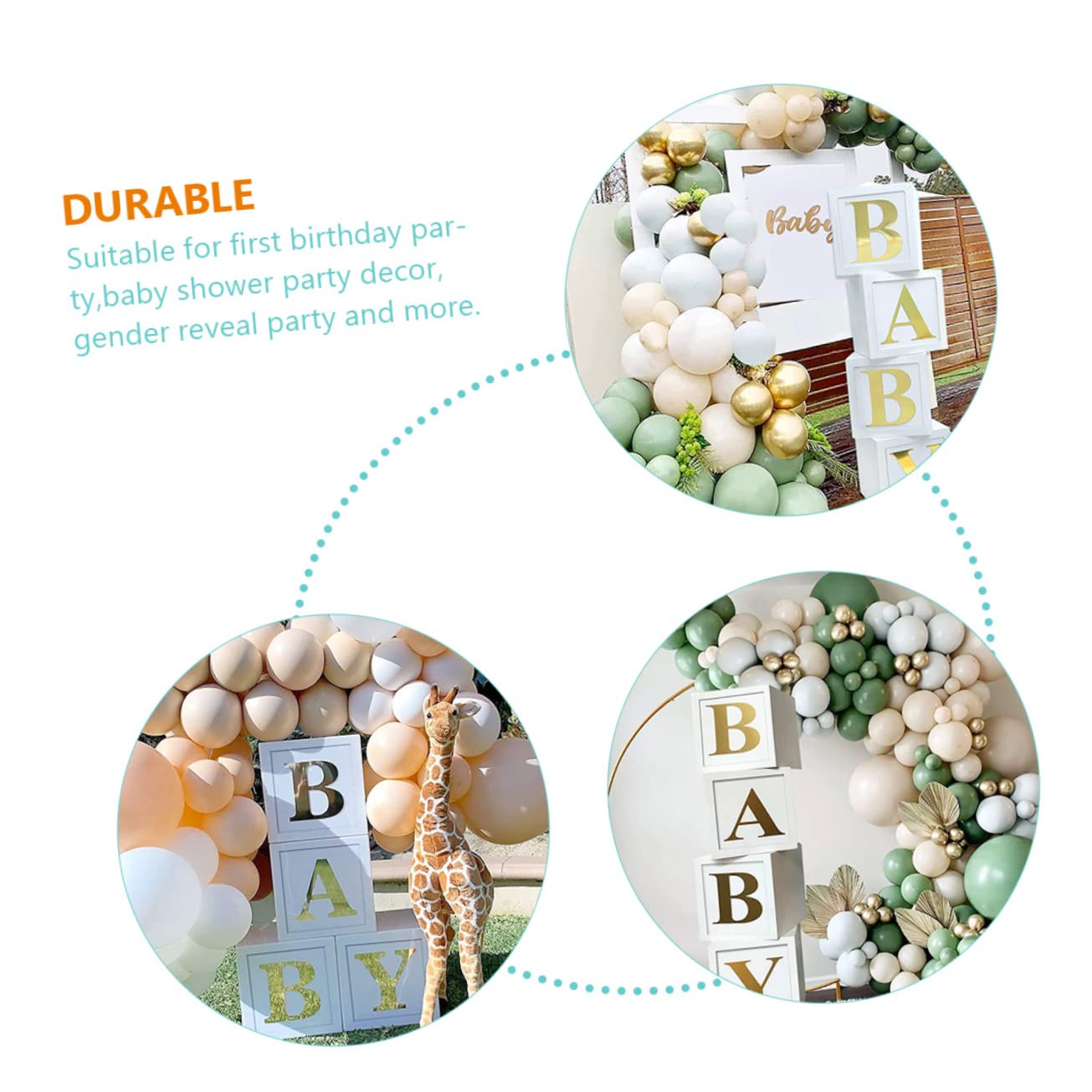 Babyparty Ballonboxen Satz aus Papier für Geschlechtsenthüllung, Weiß Grün