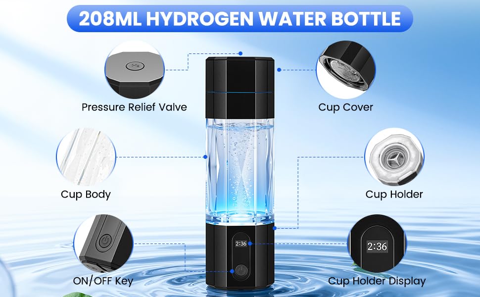 Hydrogen Water Bottle 10,000+PPB - PPB Molecular Hydrogen Infusion - SPE/PEM Technology (Black) - Image 6