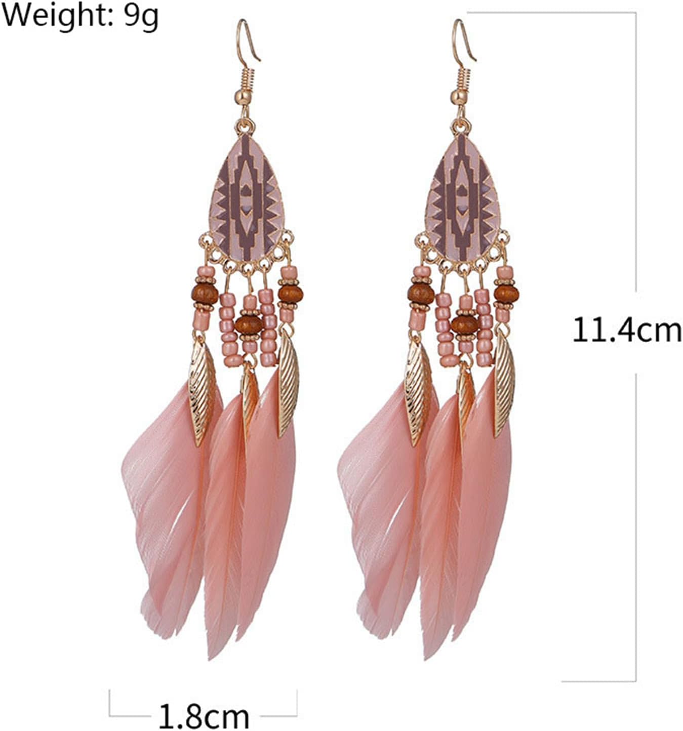 MALOYANVE Punk Vintage Long Tassel Feather Earrings for Women Bohemian Handmade Natural Pendant Earring Fish Hook Earrings Vintage Boho Multicolor Tassel Feathers Dangle Drop Earrings Jewelry - Image 3