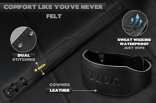 Miniatura 6 de Jaffick Cinturón de levantamiento de pesas para cuero de 0.276 in, cinturón de gimnasio de alta resistencia, 4 pulgadas de ancho, fuerte