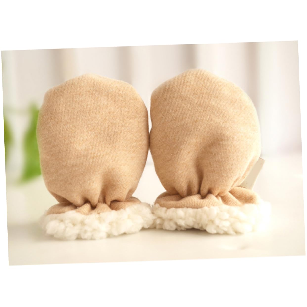 Beaupretty Scratch Winter Gloves Thickened Hand Covers Warm Cotton Mittens for Autumn Winter Light Brown Cute Design Fits