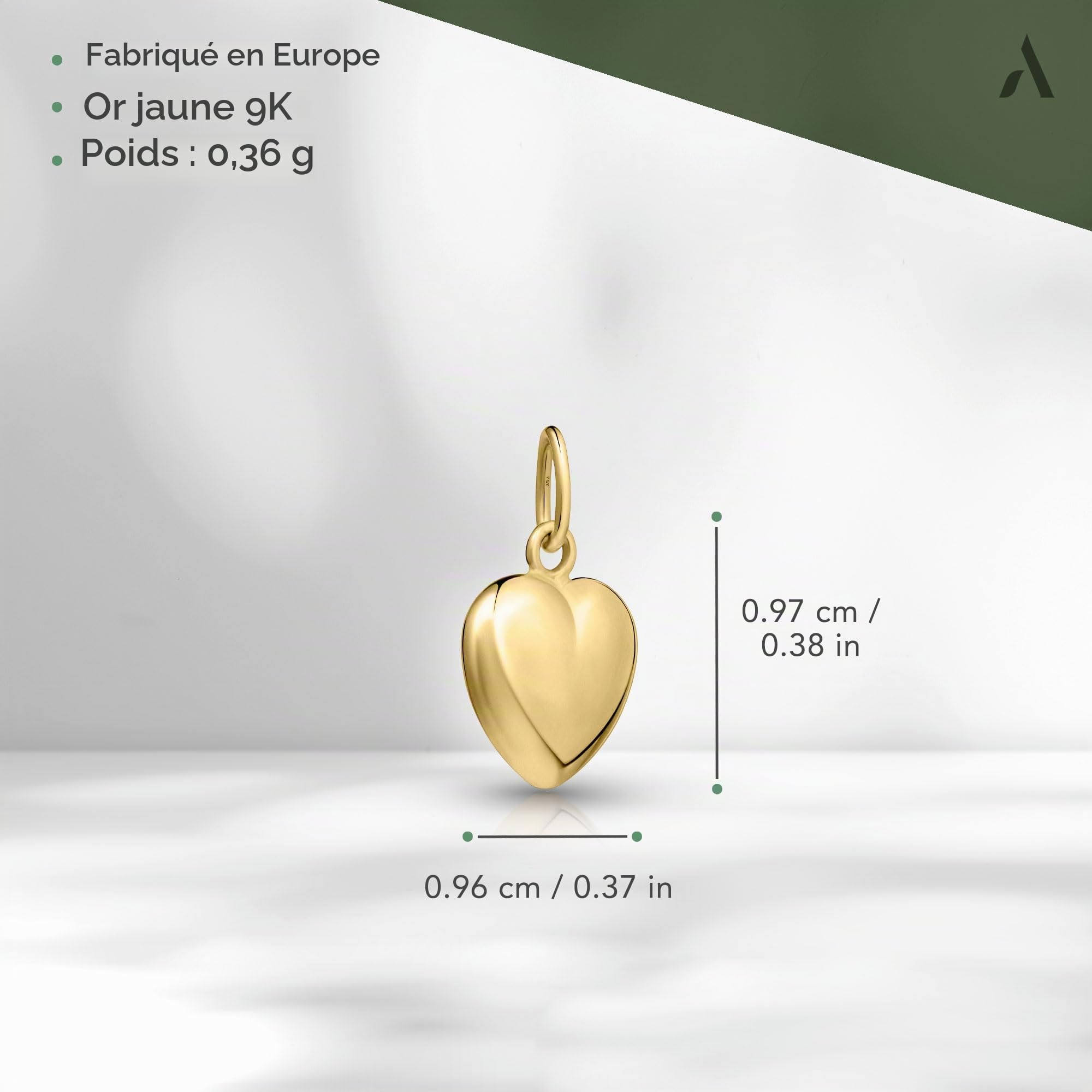 Amberta Allure Pendentif pour Femme en Or 9 Carats