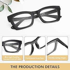 REAVEE Oprah Style Reading Glasses for Women Blue Light Blocking Computer Fashion Readers with Spring Hinge and Glasses Pouch +3.0