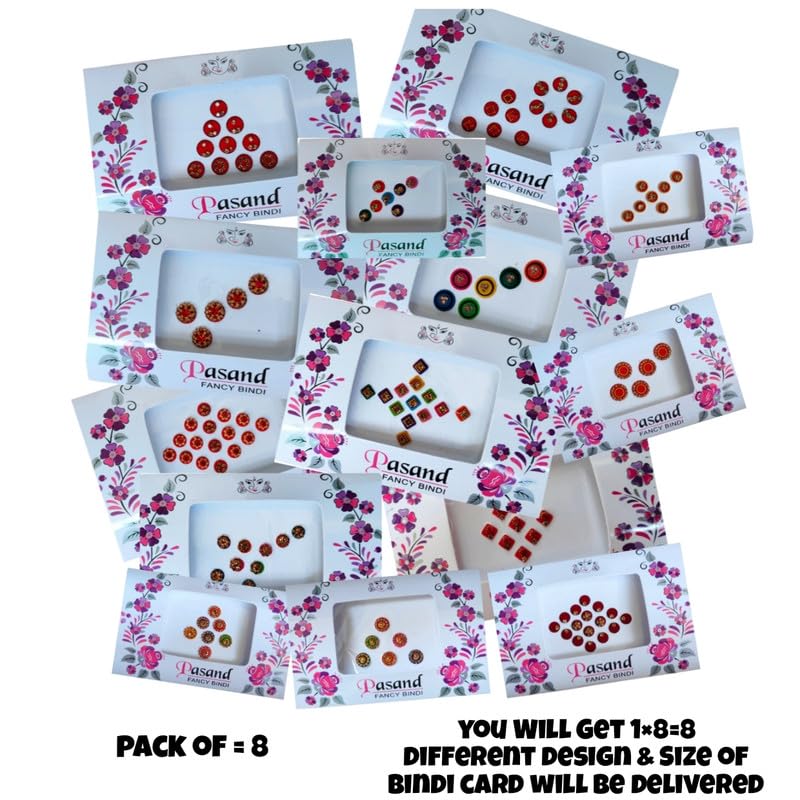 Miniatura 2 de S S Enterprises Designer Beautiful Bindi - Adhesivo multicolor reutilizable para uso diario, autoadhesivo, tatuaje temporal